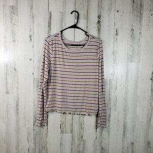 Mudd striped long sleeve scoop neck shirt women's size large